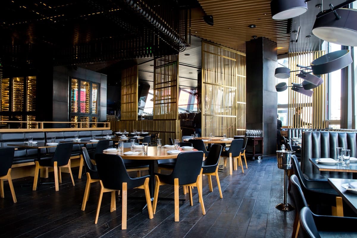 The elegant and warm interior of the restaurant